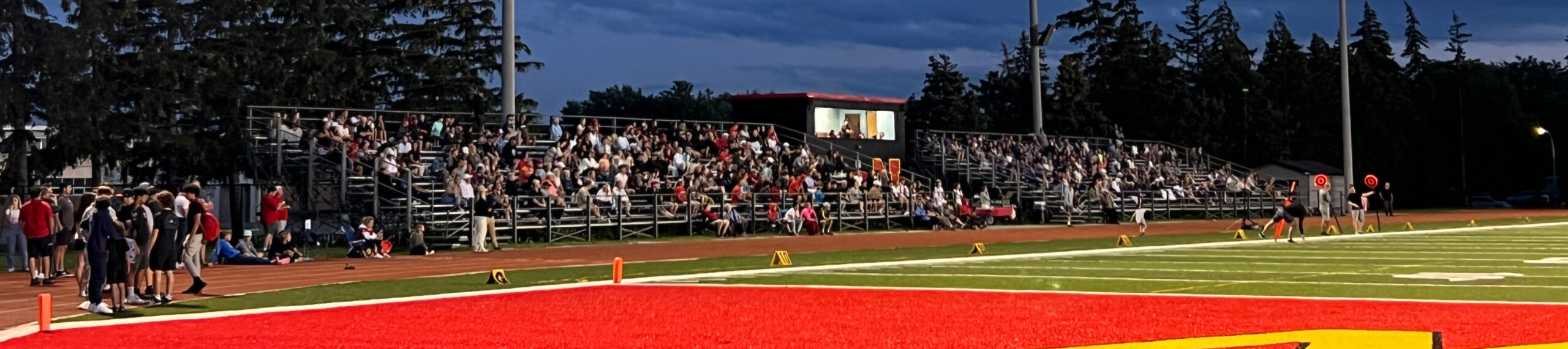 Fans fill the stands at Nelson Stadium during a BMFA game night.